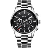 Exquisite Lige Men's Sports Quartz Watch Waterproof Steel Belt Double Eye Multi-function Watch Business Watch