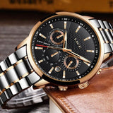 Exquisite Lige Men's Sports Quartz Watch Waterproof Steel Belt Double Eye Multi-function Watch Business Watch
