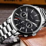 Exquisite Lige Men's Sports Quartz Watch Waterproof Steel Belt Double Eye Multi-function Watch Business Watch