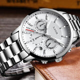 Exquisite Lige Men's Sports Quartz Watch Waterproof Steel Belt Double Eye Multi-function Watch Business Watch