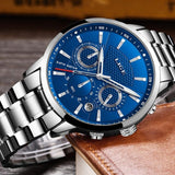 Exquisite Lige Men's Sports Quartz Watch Waterproof Steel Belt Double Eye Multi-function Watch Business Watch