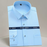Men's Classic Non-iron Stretch Solid Basic Dress Shirt Business Long Sleeve Standard-fit Wrinkle Resistant Easy Care Shirts