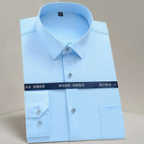 Men's Classic Non-iron Stretch Solid Basic Dress Shirt Business Long Sleeve Standard-fit Wrinkle Resistant Easy Care Shirts