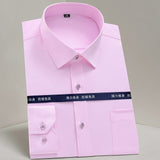 Men's Classic Non-iron Stretch Solid Basic Dress Shirt Business Long Sleeve Standard-fit Wrinkle Resistant Easy Care Shirts
