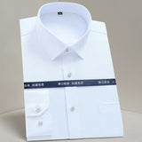 Men's Classic Non-iron Stretch Solid Basic Dress Shirt Business Long Sleeve Standard-fit Wrinkle Resistant Easy Care Shirts