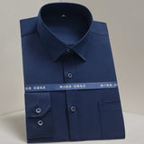 Men's Classic Non-iron Stretch Solid Basic Dress Shirt Business Long Sleeve Standard-fit Wrinkle Resistant Easy Care Shirts