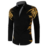 New Gold Bronzing Camisa Social Shirts Men Dress Slim Fit 2019 New Brand Long Sleeve Striped Shirt For Men Streetwear Shirts