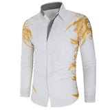 New Gold Bronzing Camisa Social Shirts Men Dress Slim Fit 2019 New Brand Long Sleeve Striped Shirt For Men Streetwear Shirts