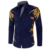 New Gold Bronzing Camisa Social Shirts Men Dress Slim Fit 2019 New Brand Long Sleeve Striped Shirt For Men Streetwear Shirts