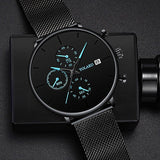 2019 Men's Business Watch Quartz Luxury Simple Blue Pointer Scrub Dial Male Fashion Atmosphere Calendar WristWatch Montre Homme