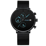 2019 Men's Business Watch Quartz Luxury Simple Blue Pointer Scrub Dial Male Fashion Atmosphere Calendar WristWatch Montre Homme