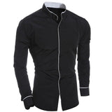 Casual Long Sleeve Men Shirt Solid Color Luxury Shirts For Men Slim Business Fashion Stand-Collar Shirts 2019 Long Sleeve