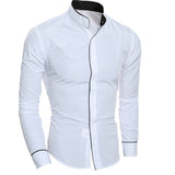 Casual Long Sleeve Men Shirt Solid Color Luxury Shirts For Men Slim Business Fashion Stand-Collar Shirts 2019 Long Sleeve