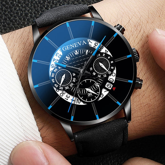 Reloj Hombre Luxury Men's Watch Fashion Men's Business Calendar Stainless Steel leather Belt Analog Quartz Casual mens clock