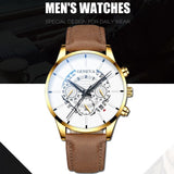 Reloj Hombre Luxury Men's Watch Fashion Men's Business Calendar Stainless Steel leather Belt Analog Quartz Casual mens clock