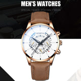Reloj Hombre Luxury Men's Watch Fashion Men's Business Calendar Stainless Steel leather Belt Analog Quartz Casual mens clock
