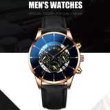 Reloj Hombre Luxury Men's Watch Fashion Men's Business Calendar Stainless Steel leather Belt Analog Quartz Casual mens clock