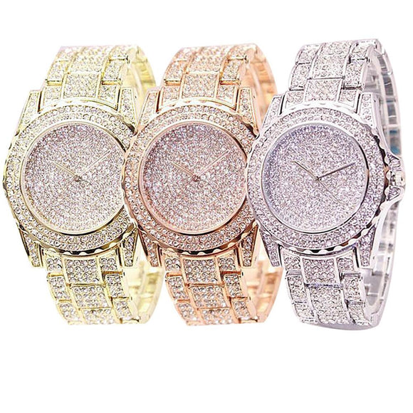 2019 New Fashion Hot Sale Women's luxury all shiny rhinestone round quartz sports bracelet Quartz Watch Student Ladies Gift Relo