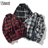 FOJAGANTO Fashion Brand Men Plaid Shirts Autumn Men's Long Sleeve Warm Fleece Lining Shirt Coat Casual Thick Shirt Tops