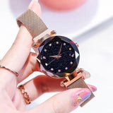 1PC Fashion Luxury Rose Gold Women Watches Ladies Magnetic Starry Sky Clock Diamond Female Quartz Wristwatches For Gift Women's
