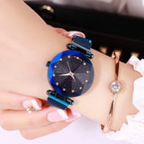 1PC Fashion Luxury Rose Gold Women Watches Ladies Magnetic Starry Sky Clock Diamond Female Quartz Wristwatches For Gift Women's