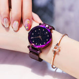 1PC Fashion Luxury Rose Gold Women Watches Ladies Magnetic Starry Sky Clock Diamond Female Quartz Wristwatches For Gift Women's