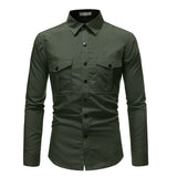 2019 New Autumn Button Cootn Military Shirt Men Long Sleeve Casual Shirts Tactical Business Shirt