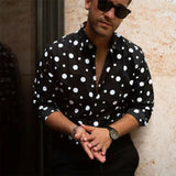 New Mens Shirt 2019 Vintage Boho Dot Long Sleeve Elegant Dress Shirts Men Casual Formal Party Shirts Tops Camisa Slim Fit Hombre