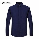 QIHUANG Men Long Sleeved Printed Shirts Casual Plus Size Male Business Dress Shirt 2018 Brand Men Clothing Soft Comfortable