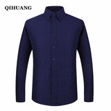 QIHUANG Men Long Sleeved Printed Shirts Casual Plus Size Male Business Dress Shirt 2018 Brand Men Clothing Soft Comfortable