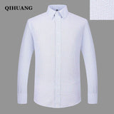 QIHUANG Men Long Sleeved Printed Shirts Casual Plus Size Male Business Dress Shirt 2018 Brand Men Clothing Soft Comfortable