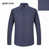 QIHUANG Men Long Sleeved Printed Shirts Casual Plus Size Male Business Dress Shirt 2018 Brand Men Clothing Soft Comfortable