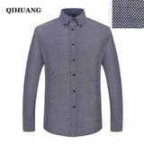 QIHUANG Men Long Sleeved Printed Shirts Casual Plus Size Male Business Dress Shirt 2018 Brand Men Clothing Soft Comfortable