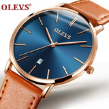 OLEVS Men's Watches Top Brand Luxury Men Sport Wristwatch Waterproof 30m Ultrathin Quartz Watch Date Clock Male Leather Watches