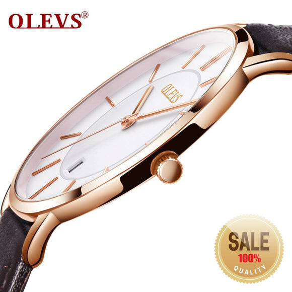 OLEVS Men's Watches Top Brand Luxury Men Sport Wristwatch Waterproof 30m Ultrathin Quartz Watch Date Clock Male Leather Watches