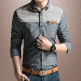 MIACAWOR Original Design Men Shirt High Quality Casual Shirts Slim Fit Long sleeve Camisa Masculina Camisa Social Plus Size C215