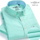 Summer 2019 Short sleeve Button collar oxford fabric slim fit breath comfrotable quality fashion business mens casual shirts
